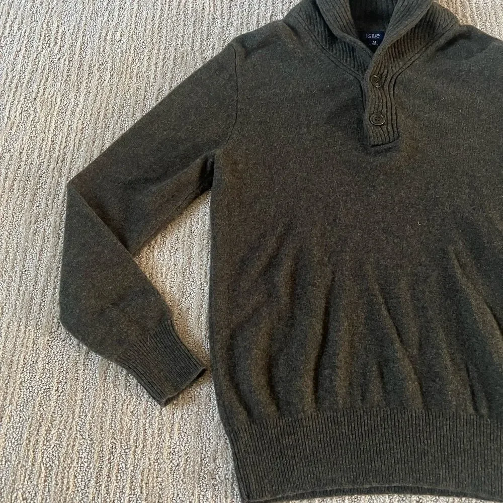 J. Crew Mens Green Cowl neck Sweater